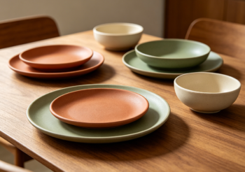 Contemporary Stoneware Ceramic Dining Plate Set