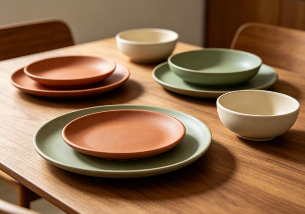Contemporary Stoneware Ceramic Dining Plate Set